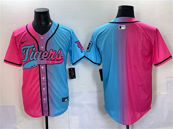 Detroit Tigers Blank Pink Blue Limited Stitched Jersey