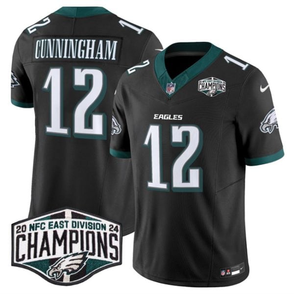 Philadelphia Eagles #12 Randall Cunningham Black 2024 New NFC East Champions F.U.S.E. Vapor Untouchable Limited Stitched Jersey