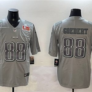 Philadelphia Eagles #88 Dallas Goedert Gray 2025 Super Bowl LIX Patch Atmosphere Fashion Vapor Untouchable Limited Stitched Jersey