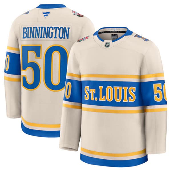 St. Louis Blues #50 Jordan Binnington Cream 2024-25 Winter Classic Stitched Jersey