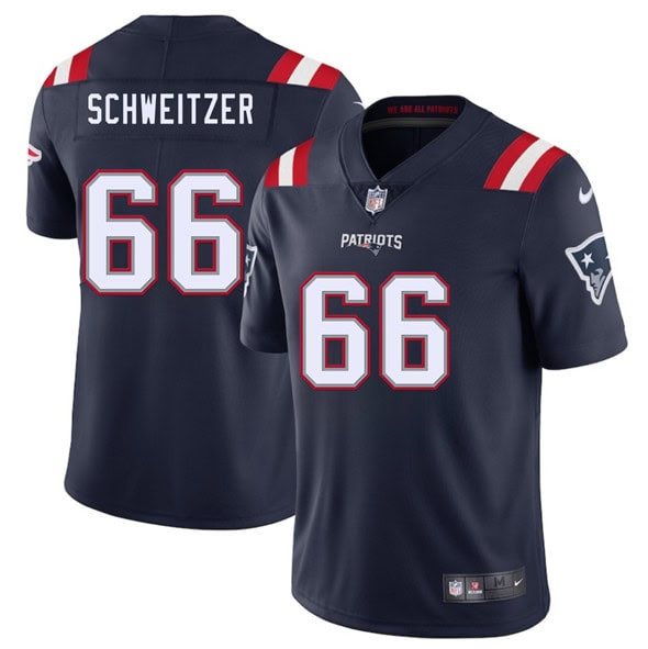 New England Patriots #66 Wes Schweitzer Navy 2025 Vapor Limited Stitched Jersey