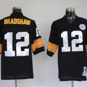 Mitchell Ness Steelers #12 Terry Bradshaw Black Stitched Throwback Jersey