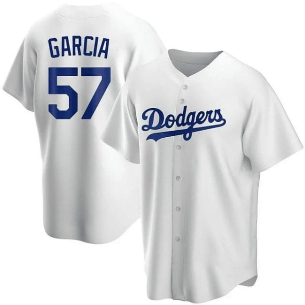 Los Angeles Dodgers #57 Luis Garcia White Cool Base Stitched Jersey