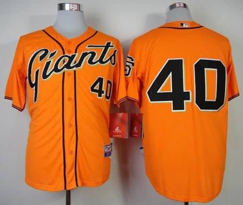 Giants #40 Madison Bumgarner Orange Cool Base Stitched Jersey