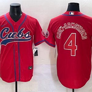 Chicago Cubs #4 Pete Crow-Armstrong Red Cool Base Stitched Jersey