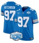Detroit Lions #97 Aidan Hutchinson Blue 2024 NFC North Champions F.U.S.E. Vapor Limited Stitched Jersey