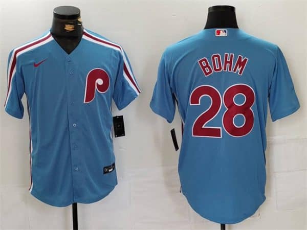Philadelphia Phillies #28 Alec Bohm Blue Cool Base Stitched Jersey