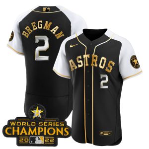 Houston Astros #2 Alex Bregman 2023 Black Gold Alternate Flex Base Stitched Jersey