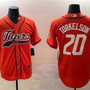 Detroit Tigers #20 Spencer Torkelson Orange With Patch Cool Base Stitched Jersey