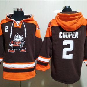 Cleveland Browns #2 Amari Cooper Brown Lace-Up Pullover Hoodie