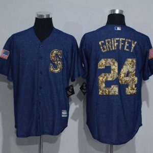 Mariners #24 Ken Griffey Denim Blue Salute To Service Stitched Jersey