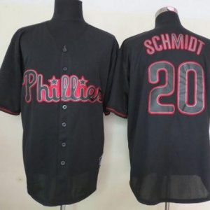 Phillies #20 Mike Schmidt Black Fashion Stitched Jersey