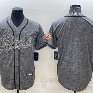 Kansas City Chiefs Blank Gray With Patch Cool Base Stitched Baseball Jersey