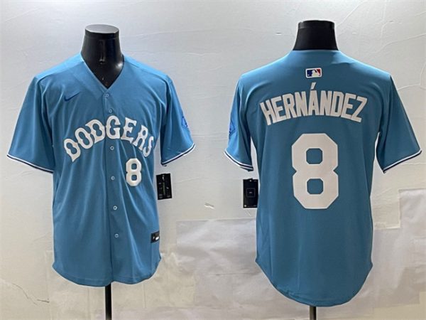 Los Angeles Dodgers #8 Enrique Hernandez Light Blue Limited Stitched Jersey