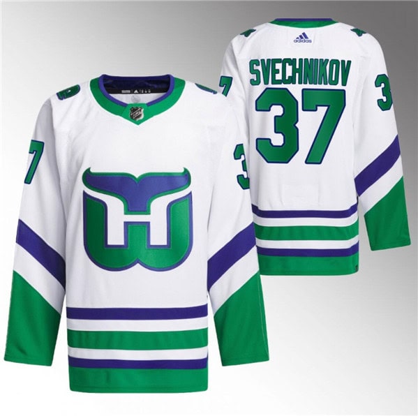 Carolina Hurricanes #37 Andrei Svechnikov White 2023 24 Stitched Jersey