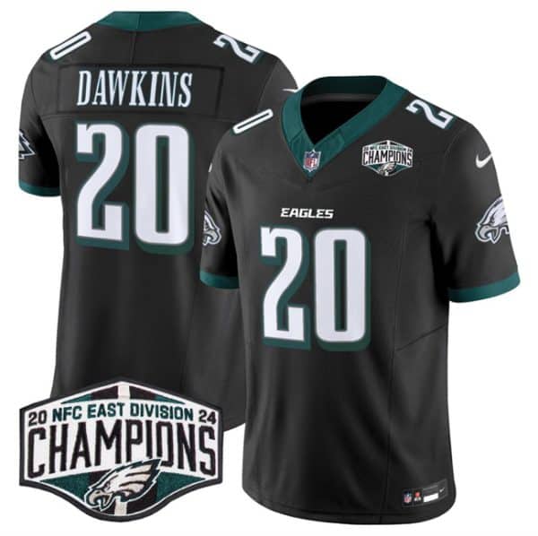 Philadelphia Eagles #20 Brian Dawkins Black 2024 New NFC East Champions F.U.S.E. Vapor Untouchable Limited Stitched Jersey