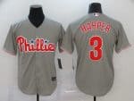 Philadelphia Phillies #3 Bryce Harper Grey Cool Base Stitched Jersey
