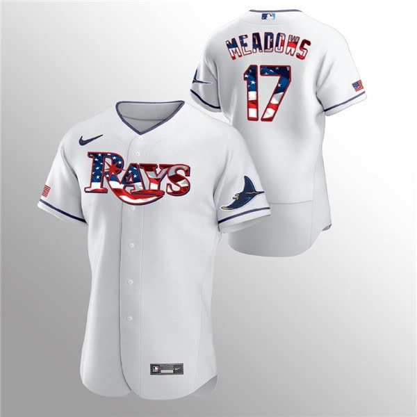 Tampa Bay Rays White #17 Austin Meadows 2020 Stars Stripes Flex Base Stitched Jersey