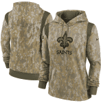 New Orleans Saints 2021 Camo Salute To Service Therma Performance Pullover Hoodie(Run Small)
