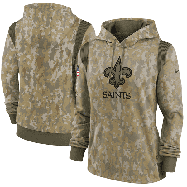 New Orleans Saints 2021 Camo Salute To Service Therma Performance Pullover Hoodie(Run Small)