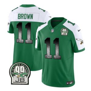 Philadelphia Eagles #11 A. J. Brown Green White 2023 F.U.S.E. Throwback Vapor Untouchable Limited Stitched Jersey