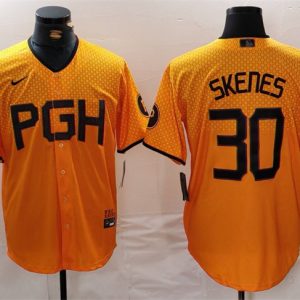 Pittsburgh Pirates #30 Paul Skenes Gold City Connect Stitched Jersey