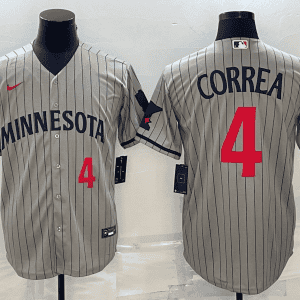 Minnesota Twins #4 Carlos Correa 2023 Gray Home Team Cool Base Stitched Jersey
