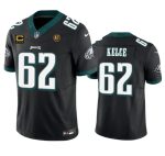 Philadelphia Eagles #62 Jason Kelce Black 2023 F.U.S.E. With 4-Star C Patch And John Madden Patch Vapor Limited Stitched Jersey