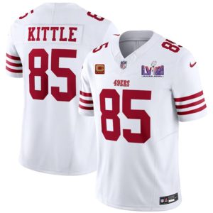 San Francisco 49ers #85 George Kittle White 2024 F.U.S.E. Super Bowl LVIII Patch And 4-Star C Patch Vapor Untouchable Limited Stitched Jersey