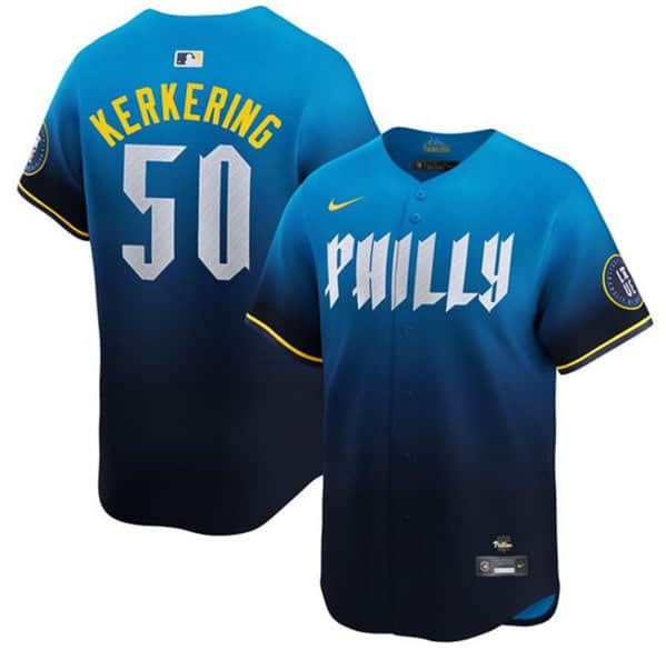 Philadelphia Phillies #50 Orion Kerkering Blue 2024 City Connect Limited Stitched Jersey