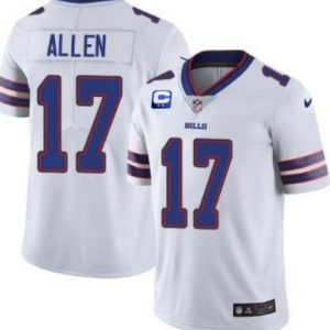 Buffalo Bills #17 Josh Allen White With C Patch Vapor Untouchable Limited Stitched Jersey