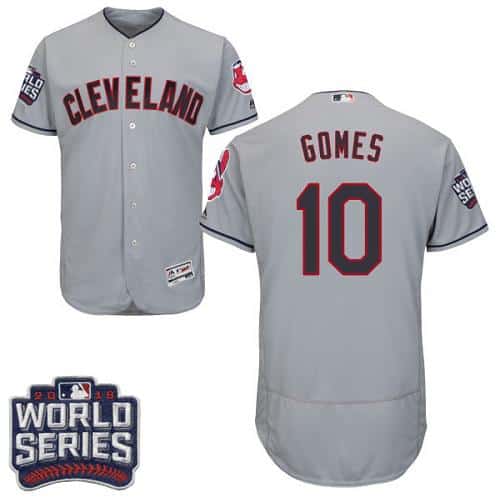 Indians #10 Yan Gomes Grey Flexbase Authentic Collection 2016 World Series Bound Stitched Jersey