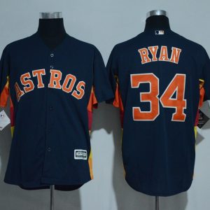 Houston Astros #34 Nolan Ryan Majestic Navy Alternate Cool Base Stitched Jersey
