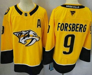 Nashville Predators #9 Filip Forsberg Yellow Authentic Jersey