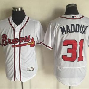 Braves #31 Greg Maddux White Flexbase Authentic Collection Stitched Jersey