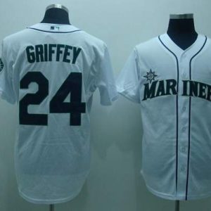 Mariners #24 Ken Griffey Stitched White Jersey
