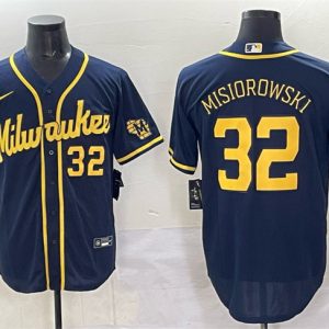 Milwaukee Brewers #32 Jacob Misiorowski Navy 2025 With Patch Stitched Jersey