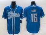 Detroit Lions #16 Jared Goff Blue Cool Base Stitched Jersey