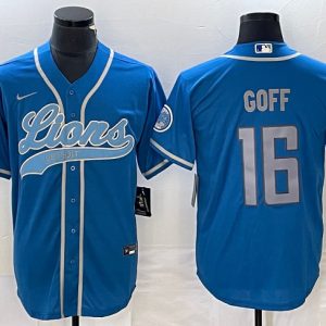 Detroit Lions #16 Jared Goff Blue Cool Base Stitched Jersey