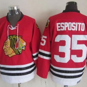 Blackhawks #35 Tony Esposito Red CCM Throwback Stitched Jersey