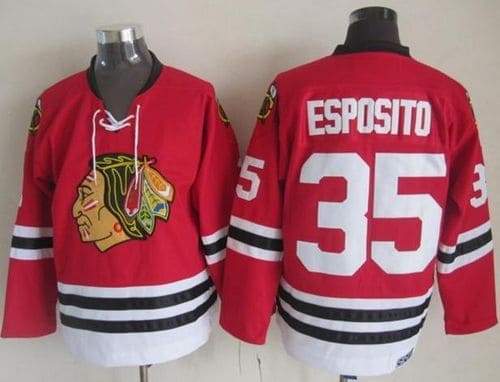 Blackhawks #35 Tony Esposito Red CCM Throwback Stitched Jersey