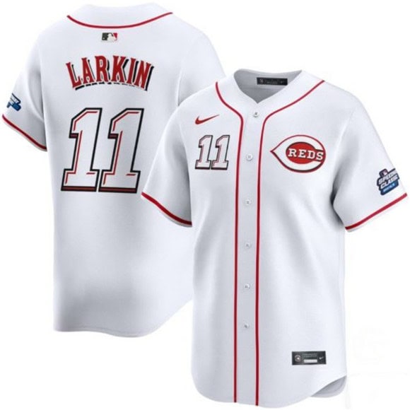 Cincinnati Reds #11 Barry Larkin White 2025 Speedway Classic Home Limited Stitched Jersey