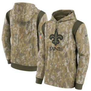 New Orleans Saints Camo 2021 Salute To Service Therma Performance Pullover Hoodie