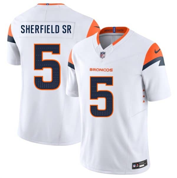 Denver Broncos #5 Trent Sherfield Sr White 2025 F.U.S.E. Vapor Limited Stitched Jersey