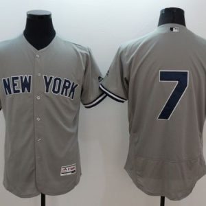 Yankees #7 Mickey Mantle Grey Flexbase Authentic Collection Stitched Jersey