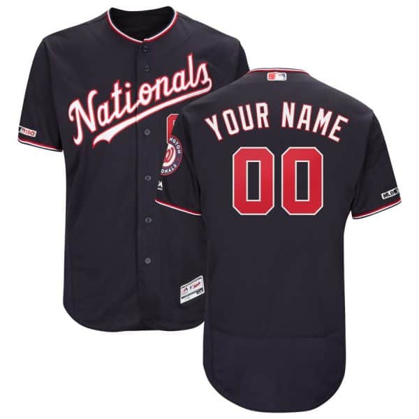 Washington Nationals Customized Majestic Navy Alternate Collection Flex Base Custom Stitched Jersey