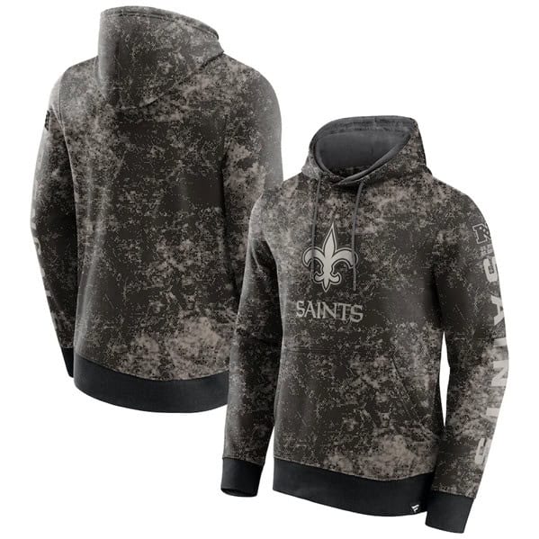 New Orleans Saints Black Gray Blackout Tonal Pullover Hoodie