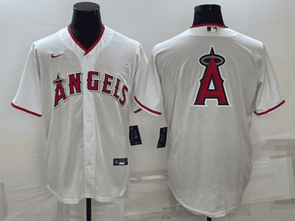 Los Angeles Angels White Team Big Logo Cool Base Stitched Jersey