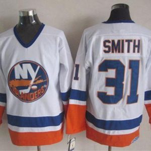 Islanders #31 Billy Smith White CCM Throwback Stitched Jersey