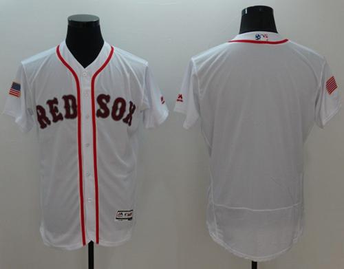Red Sox Blank White Fashion Stars Stripes Flexbase Authentic Stitched Jersey